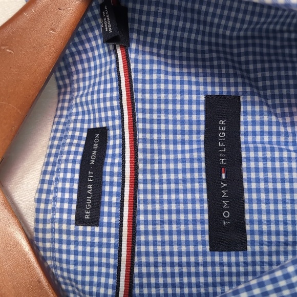 Tommy Hilfiger Blue White Gingham Long Sleeve Button Up Size Extra Large - Picture 2 of 6